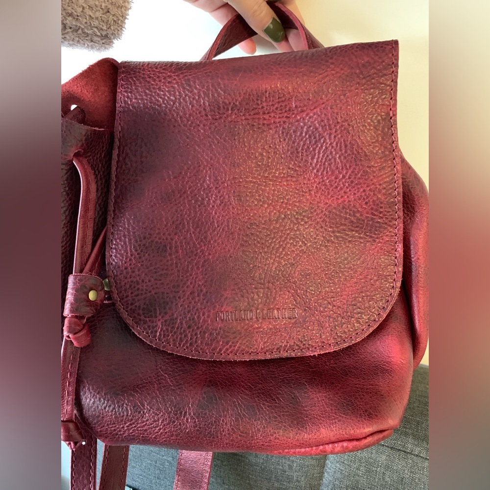 Portland Leather Goods bucket backpack sangria